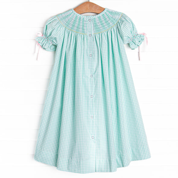 Egg-stra Special Sunday Smocked Bishop Dress, Mint