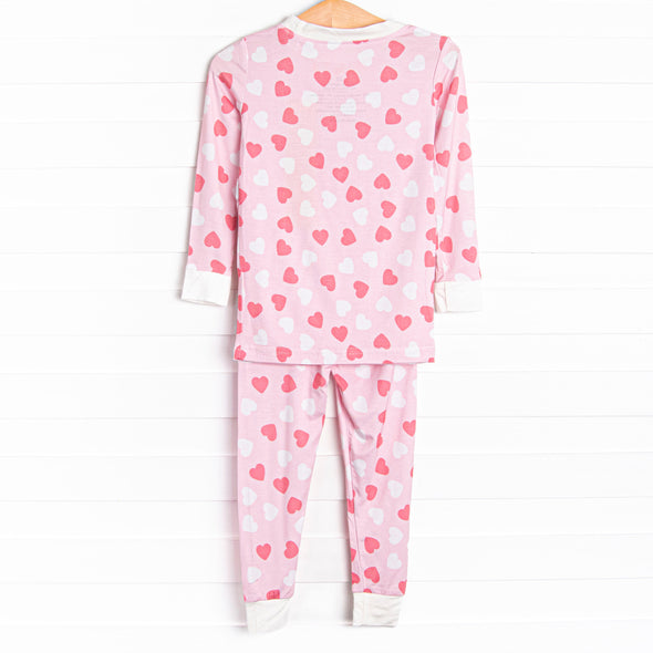 Hypnotic Hearts Bamboo Pajama Set, Pink