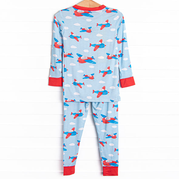 Among the Clouds Bamboo Pajama Set, Blue