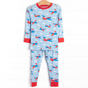 Among the Clouds Bamboo Pajama Set, Blue