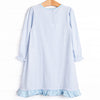 Little Teapot Applique Long Sleeve Dress, Blue