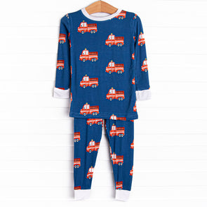 Sound the Alarm Bamboo Pajama Set, Blue