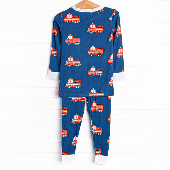 Sound the Alarm Bamboo Pajama Set, Blue