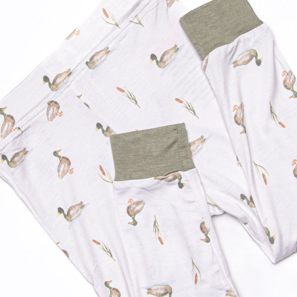 Migrating Mallard Bamboo Pajama Set, Green