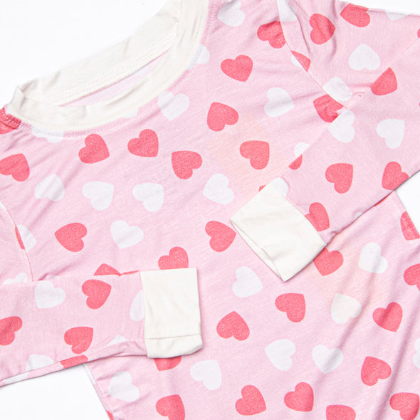 Hypnotic Hearts Bamboo Pajama Set, Pink