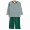 Charles Long Sleeve Pant Set, Green Stripe