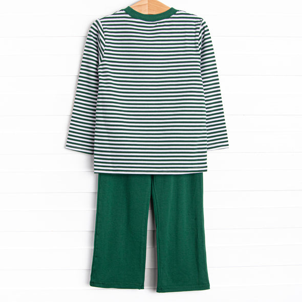 Charles Long Sleeve Pant Set, Green Stripe