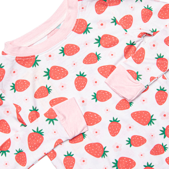 Strawberry Dreams Bamboo Pajama Set, Pink