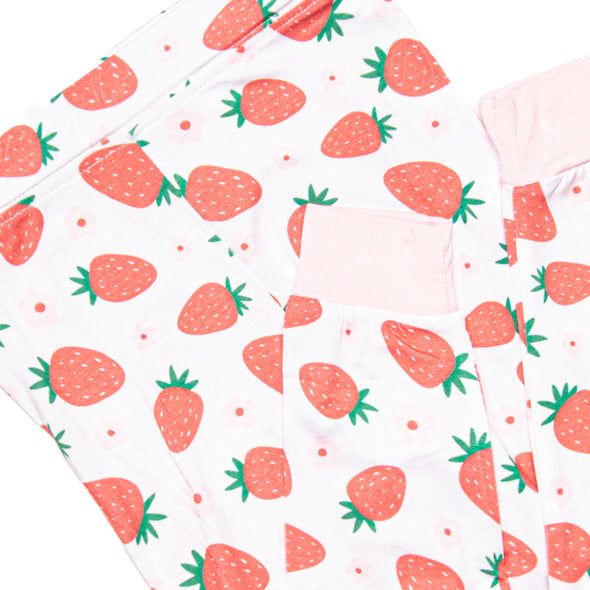 Strawberry Dreams Bamboo Pajama Set, Pink