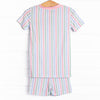 Slumber Party Stripes Bamboo Pajama Short Set, Pink