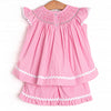 No Bunny But You Smocked Ruffle Short Set, Pink