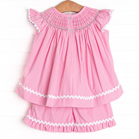 No Bunny But You Smocked Ruffle Short Set, Pink