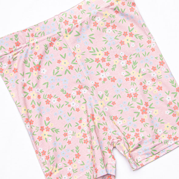 Summer Flowers Bamboo Pajama Short Set, Pink