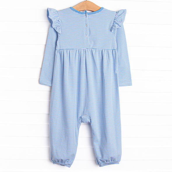 Gracie Romper, Medium Blue Stripe