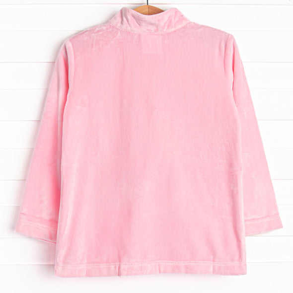 Traditional Tulips Smocked Fleece Pullover, Pink