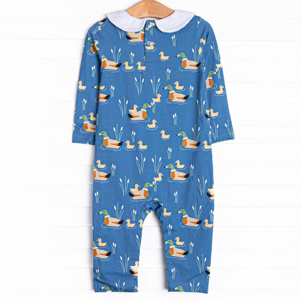 Ducks in a Row Romper, Blue