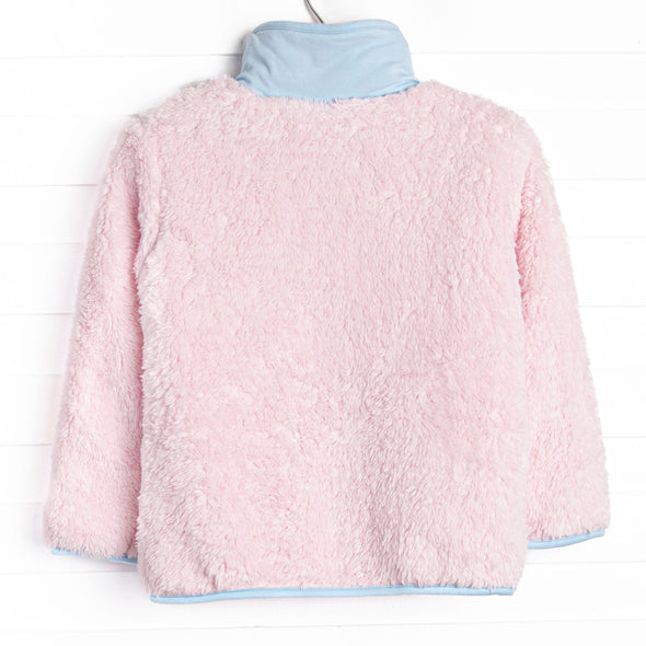 Fuzzy Zip-Up Jacket, Pink and Blue