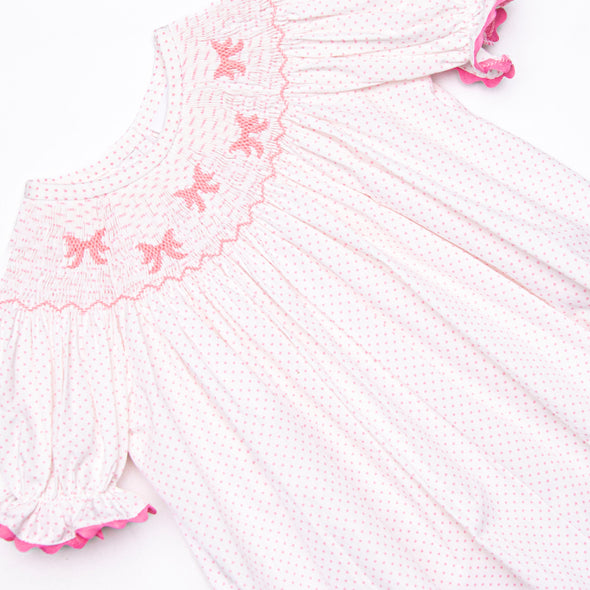 Bow Beauty Smocked Romper, Pink