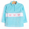 Three of Hearts Smocked Fleece Pullover, Blue