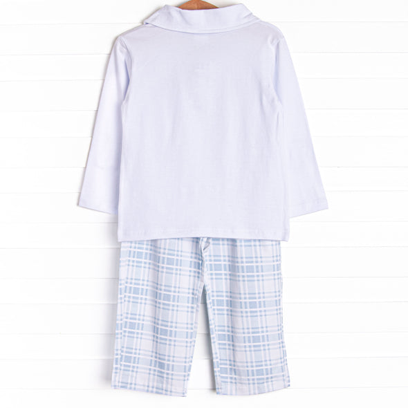 Properly Plaid Pant Set, Blue