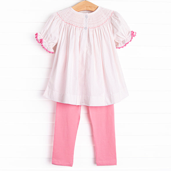 Bow Beauty Smocked Legging Set, Pink