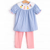 Princess Party Smocked Legging Set, Blue