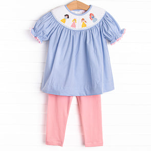 Princess Party Smocked Legging Set, Blue