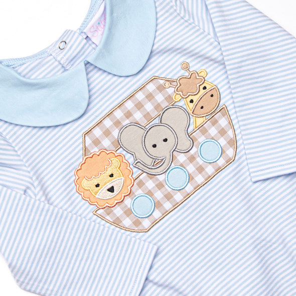 Two By Two Applique Collared Bubble, Blue