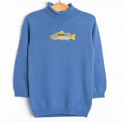 Cozy Carp Rolled Neck Sweater, Blue