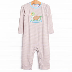 In the Pond Applique Romper, Tan