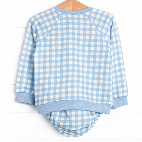 Chandler Check Sweatshirt Diaper Set, Blue