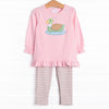 In the Pond Applique Legging Set, Pink