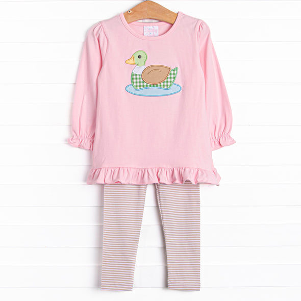 In the Pond Applique Legging Set, Pink