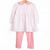 Three Bow Smocked Legging Set, Pink