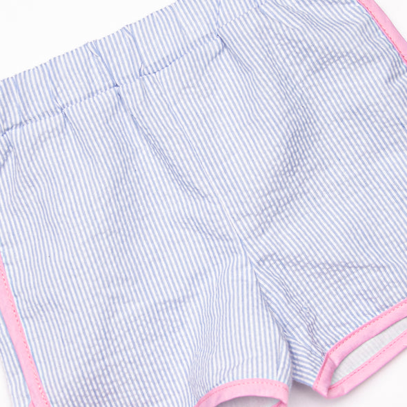 Sporting Time Seersucker Short Set, Pink