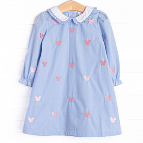 Oh Toodles Embroidered Long Sleeve Dress, Blue