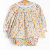 Bushel of Buds Smocked Bloomer Set, Orange