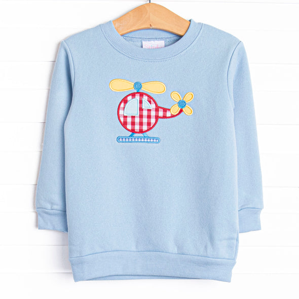 Helicopter Applique Sweatshirt, Blue