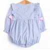 Little Mouse Trio Applique Long Sleeve Bubble, Blue Stripe