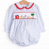 Back at the Farm Smocked Girl Bubble, Blue