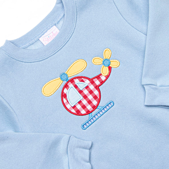 Helicopter Applique Sweatshirt, Blue