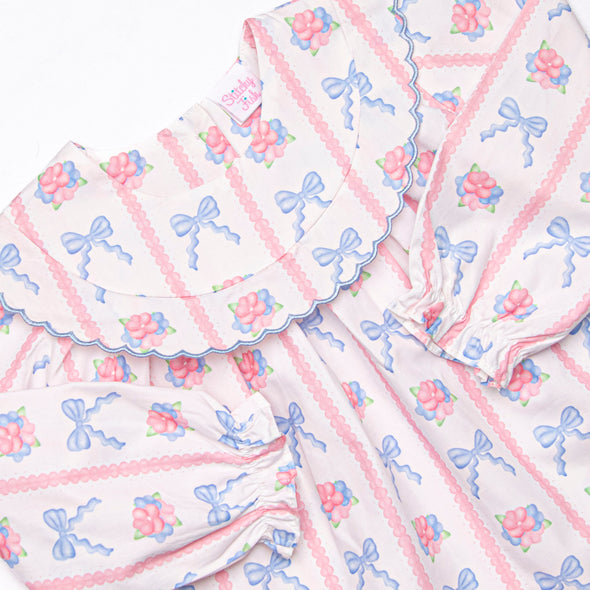 Rose of Bows Diaper Set, Blue