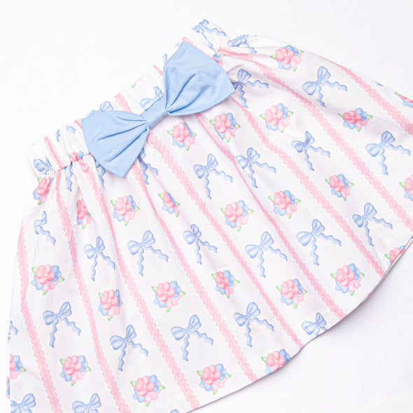 Rose of Bows Skirt Set, Blue