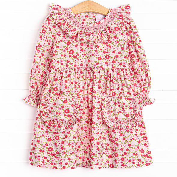 Peony Proper Smocked Dress, Pink