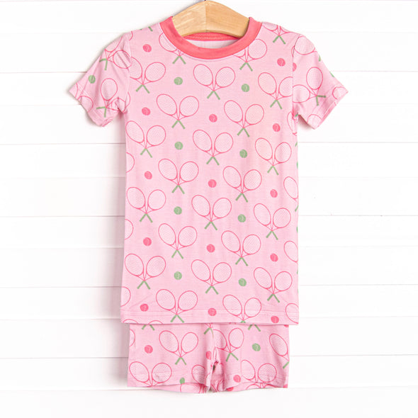 Racket Rally Bamboo Pajama Short Set, Pink