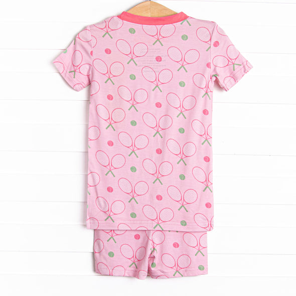 Racket Rally Bamboo Pajama Short Set, Pink