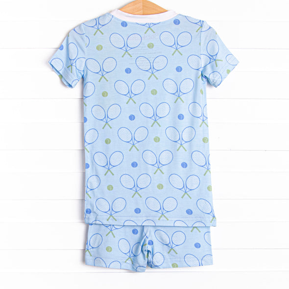 Racket Rally Bamboo Pajama Short Set, Blue