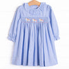 Merry Go Round Smocked Dress, Blue