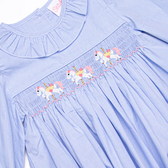 Merry Go Round Smocked Bubble, Blue