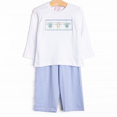 Aviation Adventure Smocked Pant Set, Blue